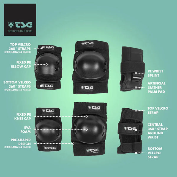 TSG Junior Skate Pad Set (One Size) - Black